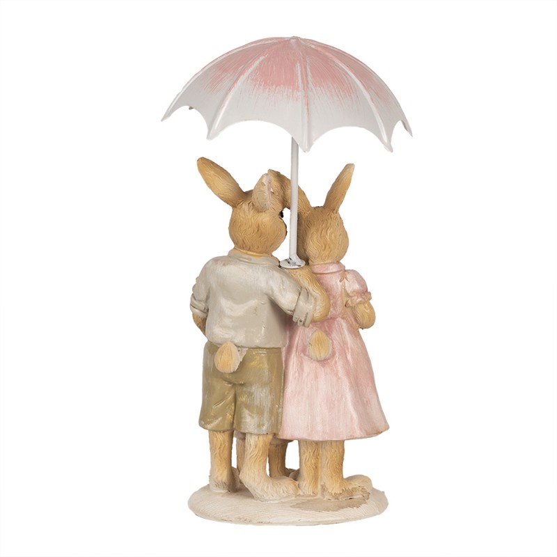 Clayre & Eef Statuetta Coniglio 15 cm Marrone Rosa  Poliresina