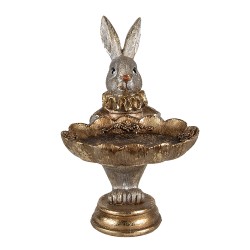 Clayre & Eef Decorative Bowl Rabbit 11x9x15 cm Gold colored Plastic Oval