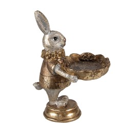 Clayre & Eef Decorative Bowl Rabbit 11x9x15 cm Gold colored Plastic Oval