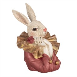 Clayre & Eef Figurine Lapin 17 cm Beige Rose Polyrésine