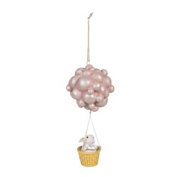 Clayre & Eef Dekoration Hänger Heißluftballon 22 cm Beige Rosa Polyresin