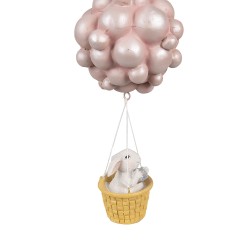 Clayre & Eef Décoration pendentif Montgolfière 22 cm Beige Rose Polyrésine