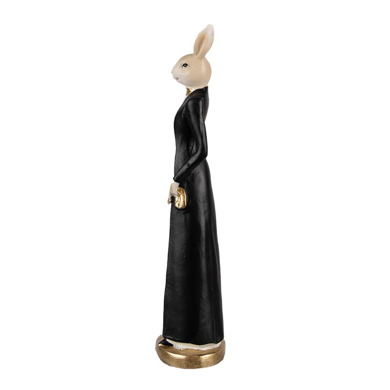 Clayre & Eef Figurine Lapin 20 cm Blanc Noir Polyrésine