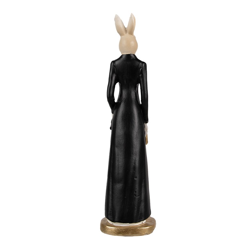 Clayre & Eef Figurine Lapin 20 cm Blanc Noir Polyrésine