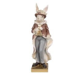 Clayre & Eef Figurine Lapin 30 cm Beige Marron Polyrésine