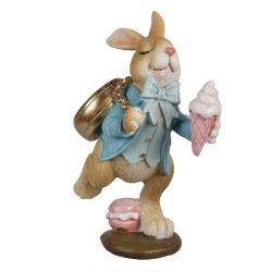 Clayre & Eef Figurine Rabbit 14 cm Brown Blue Polyresin