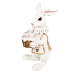 Clayre & Eef Figurine Rabbit 14 cm White Gold colored Polyresin