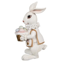 Clayre & Eef Figurine Lapin 30 cm Blanc Couleur or Polyrésine