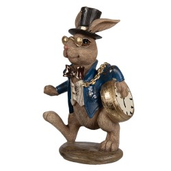 Clayre & Eef Figurine Rabbit 14 cm Brown Blue Polyresin