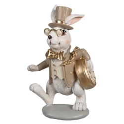 Clayre & Eef Figurine Lapin 14 cm Blanc Beige Polyrésine