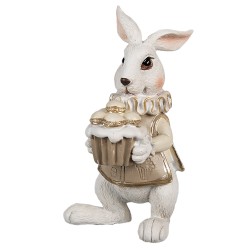 Clayre & Eef Figurine Lapin 13 cm Blanc Marron Polyrésine