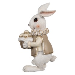 Clayre & Eef Figurine Lapin 13 cm Blanc Marron Polyrésine