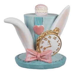 Clayre & Eef Figurine Chapeau 12 cm Bleu Polyrésine Lapin