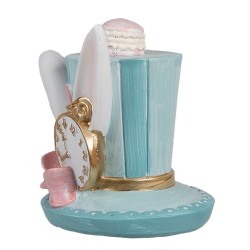 Clayre & Eef Figurine Chapeau 12 cm Bleu Polyrésine Lapin