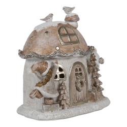 Clayre & Eef Decoratie Huis met LED 15 cm Beige Kunststof