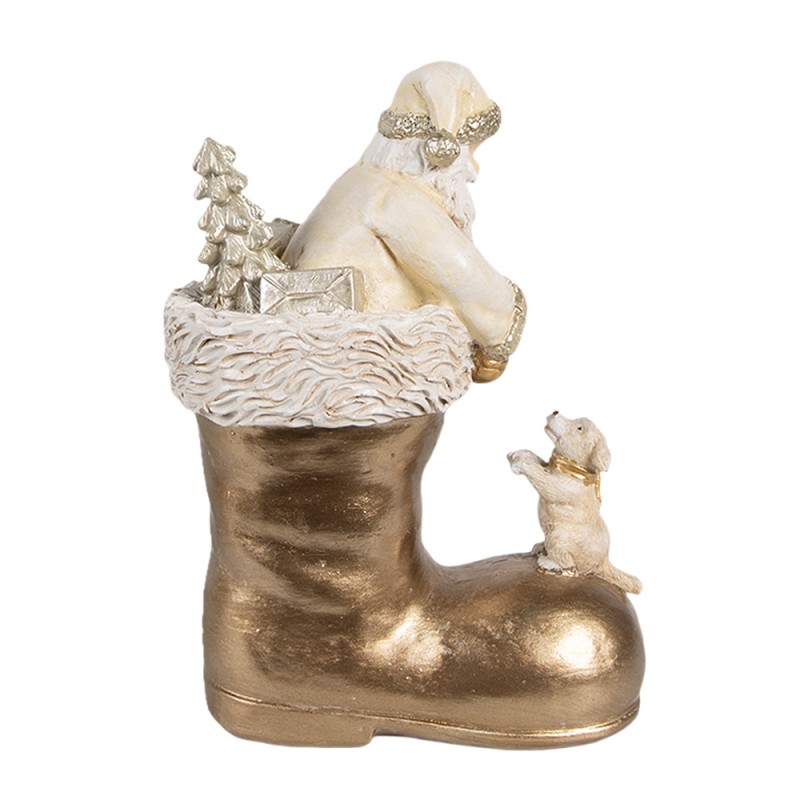 Clayre & Eef Dekorationsfigur Weihnachtsmann 16 cm Beige Goldfarbig Kunststoff