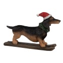 Clayre & Eef Figure de Noël Chien Teckel 10x3x7 cm Marron Plastique