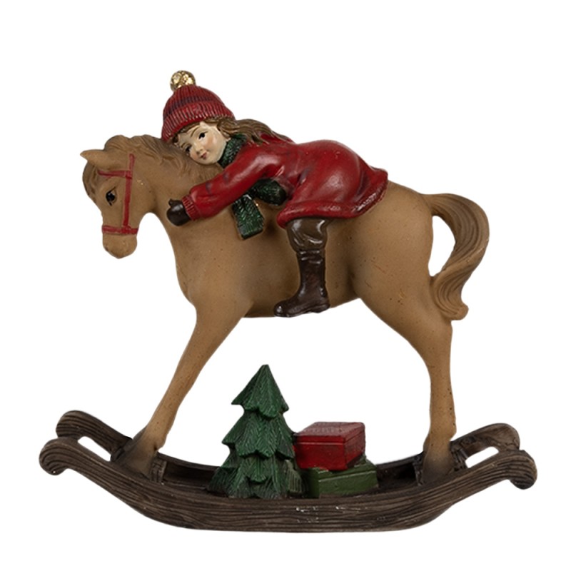 Clayre & Eef Statuetta decorativa Cavallo a dondolo 19x8x26 cm Marrone Plastica