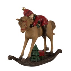 Clayre & Eef Figurine décorative Cheval à bascule 19x8x26 cm Marron Plastique