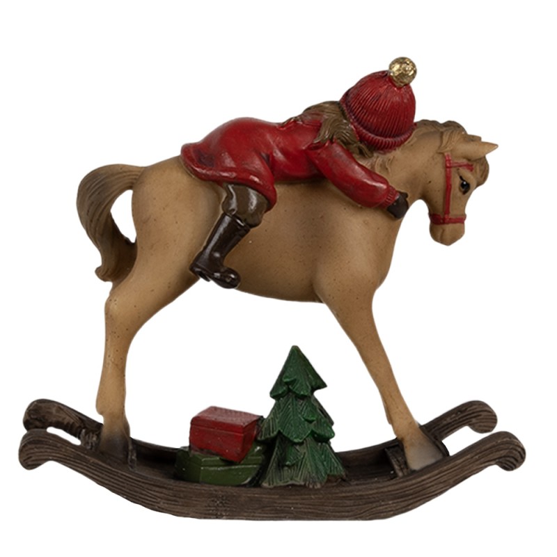 Clayre & Eef Statuetta decorativa Cavallo a dondolo 19x8x26 cm Marrone Plastica