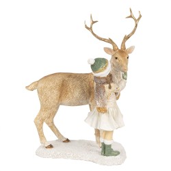 Clayre & Eef Statuetta decorativa di Natale Ragazza 17x12x22 Marrone Plastica