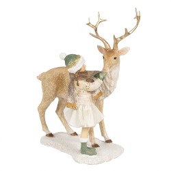 Clayre & Eef Statuetta decorativa di Natale Ragazza 17x12x22 Marrone Plastica