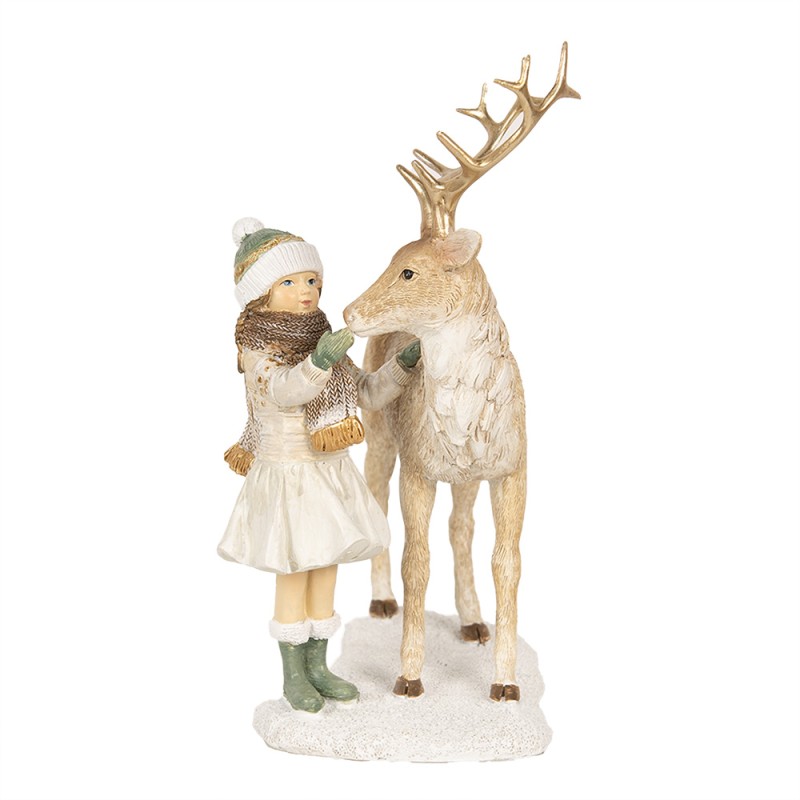 Clayre & Eef Figure de Noël Fille 17x12x22 Marron Plastique