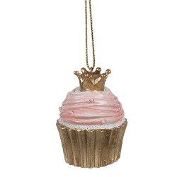 Ornement de Noël Cupcake Ø 4x6 cm Rose Plastique