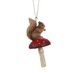 Clayre & Eef Pendant Squirrel 4x4x9 cm Brown Plastic