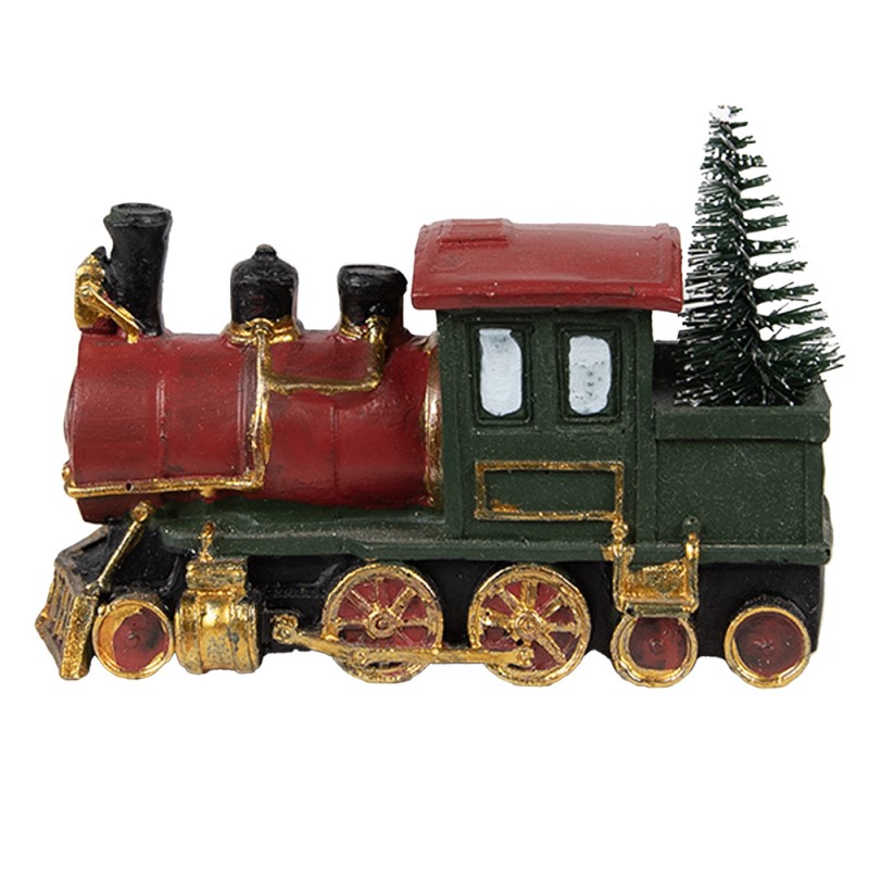 Clayre & Eef Decoratie Trein 11x5x7 cm Rood Groen Kunststof