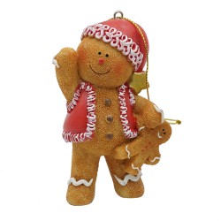 Clayre & Eef Kersthanger Gingerbread man 6x4x9 cm Bruin Kunststof