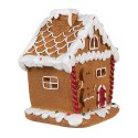 Clayre & Eef Gingerbread house met LED 11x9x13 cm Bruin Kunststof