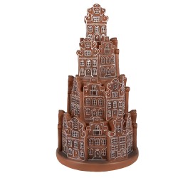 Clayre & Eef Gingerbread house with LED Ø 18x33 cm Brown Plastic