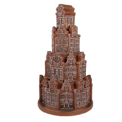 Clayre & Eef Maison en pain d'épices avec LED Ø 18x33 cm Marron Plastique