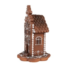 Clayre & Eef Gingerbread house met LED 20 cm Bruin Kunststof