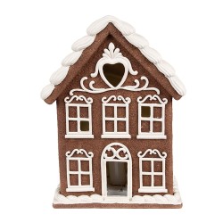 Clayre & Eef Gingerbread house with LED 17x10x22 cm Brown Plastic