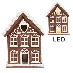 Clayre & Eef Maison en pain d'épices avec LED 17x10x22 cm Marron Plastique