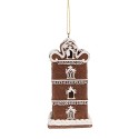 Clayre & Eef Pendentifs de Noël à LED Maison en pain d'épices 7x6x12 cm Marron Plastique