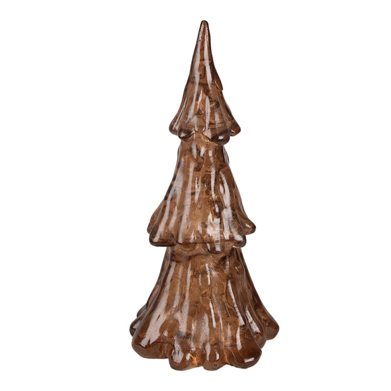 Clayre & Eef Decorazione natalizia con illuminazione a LED Albero di Natale Ø 12x24 cm Color oro Marrone Plastica