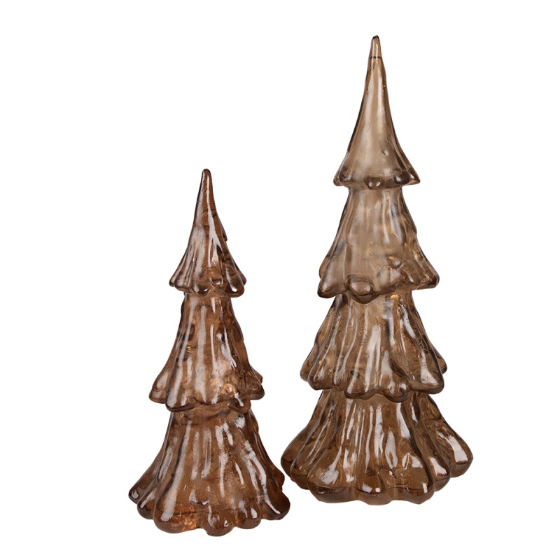 Clayre & Eef Decorazione natalizia con illuminazione a LED Albero di Natale Ø 12x24 cm Color oro Marrone Plastica