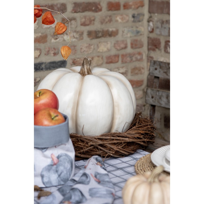 Clayre & Eef Decoration Pumpkin Ø 14x12 cm Beige Plastic