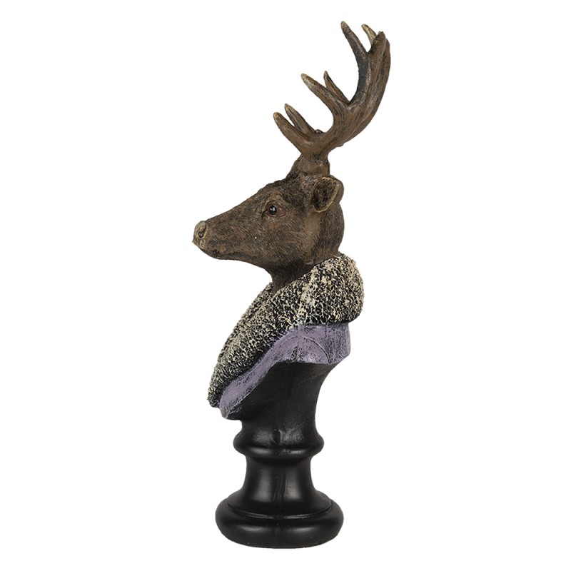 Clayre & Eef Figurine Cerf 10x9x23 cm Marron Violet Polyrésine