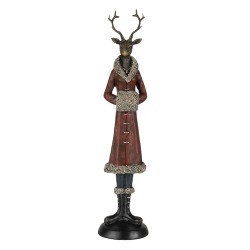 Clayre & Eef Statuetta Cervo 8x8x35 cm Rosso Poliresina