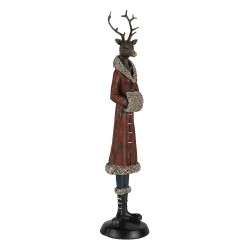 Clayre & Eef Statuetta Cervo 8x8x35 cm Rosso Poliresina