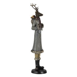 Clayre & Eef Figurine Cerf 9x8x36 cm Gris Polyrésine