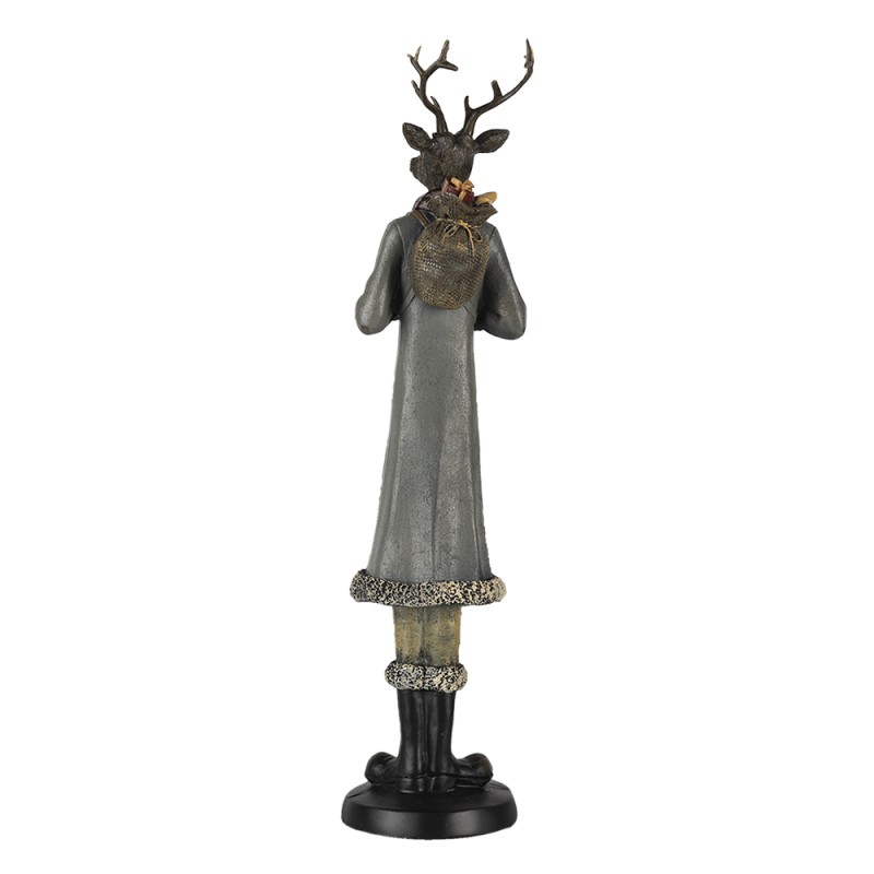 Clayre & Eef Figurine Cerf 9x8x36 cm Gris Polyrésine