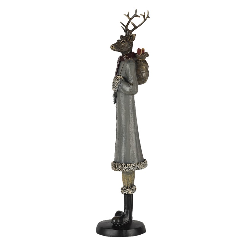 Clayre & Eef Figurine Cerf 9x8x36 cm Gris Polyrésine