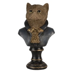 Clayre & Eef Figurine Cat 14x10x24 cm Grey Brown Polyresin