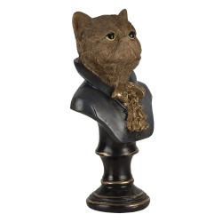 Clayre & Eef Figurine Cat 14x10x24 cm Grey Brown Polyresin