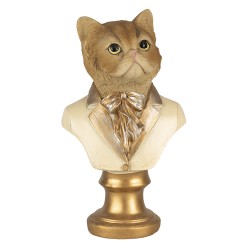 Clayre & Eef Figur Katze 10x7x17 cm Beige Goldfarbig Polyresin